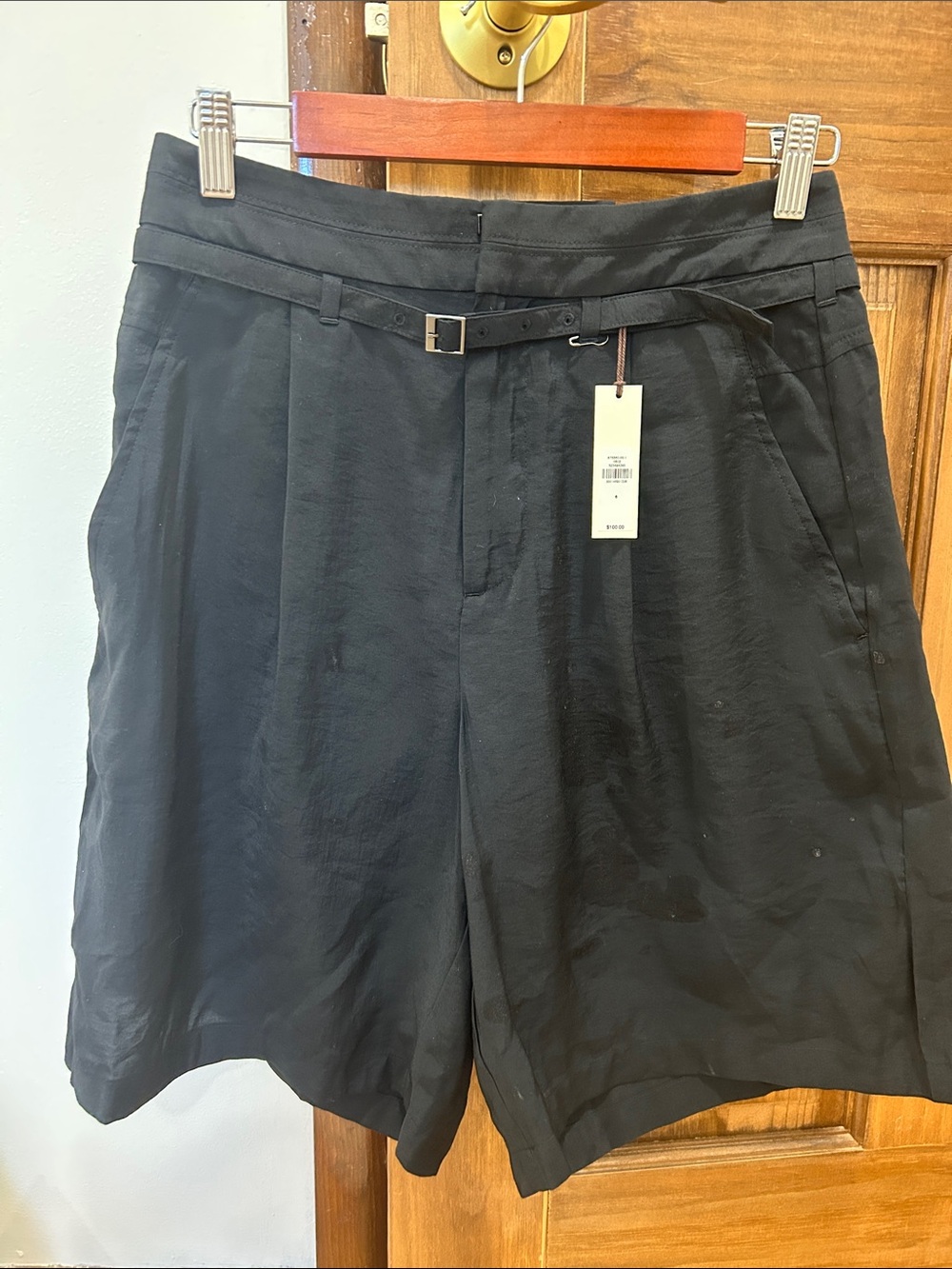 Banana Republic Black Tailored Belted Women's Shorts Bermuda